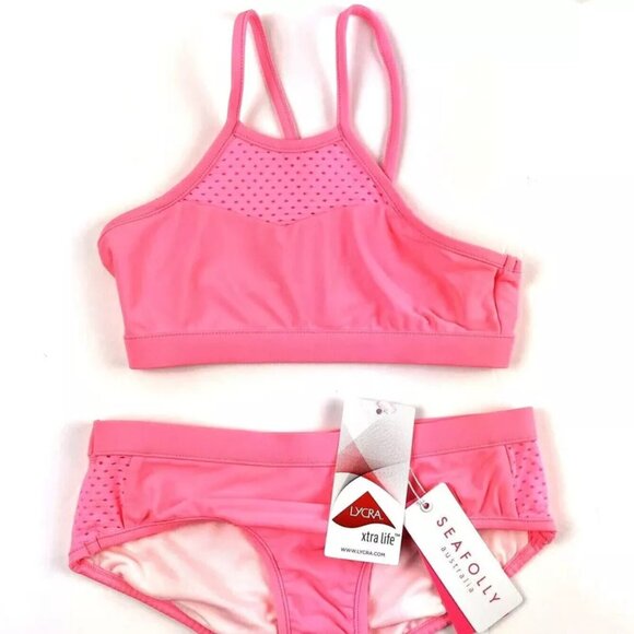 Seafolly Girl’s Pink Two Piece Bikini Swimwear Set, Size 6
